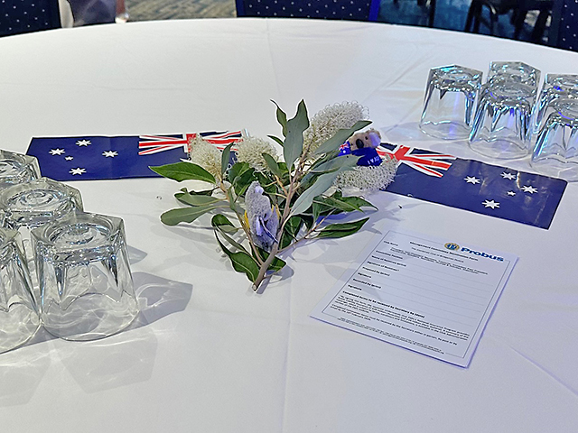 Secretary Karen decorated all the tables with Australian flags and flora