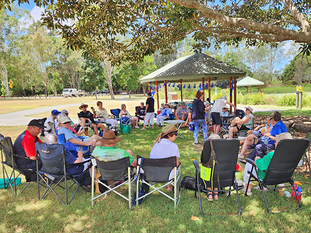 Over 30 members of Springwood Probus club gathered under the shade of a lovely Moreton Bay Fig Tree in Logan’s Riverdale Park to celebrate Australia Day.