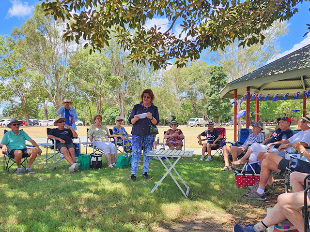 Australia Day Theme Trivia game organiser Adele testing members knowledge about Australian history and events.